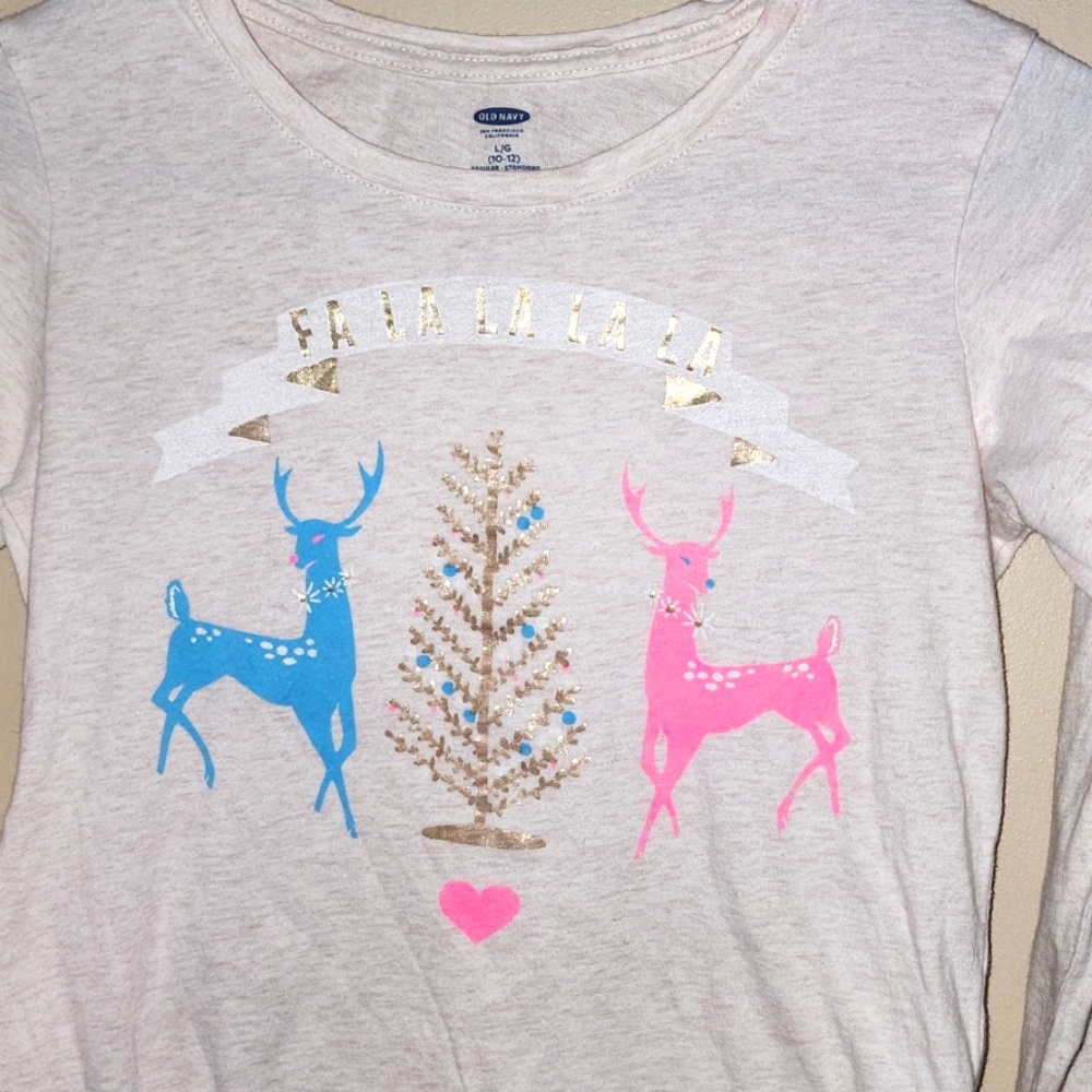 Old Navy Holiday LongSleeve Shirt.         size L/G (14-16)